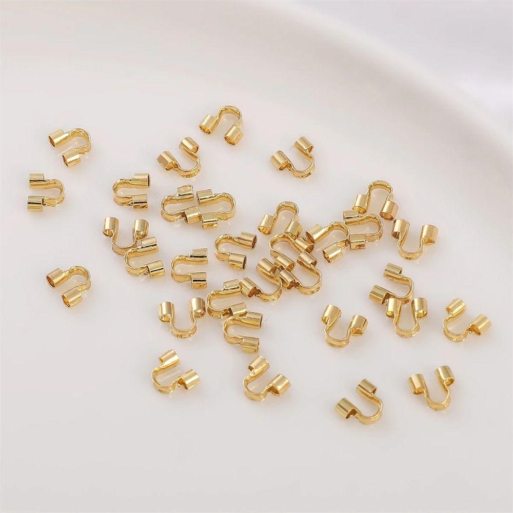 100Pcs 14/18K Gold Plating Wire Guards for Jewelry Making U Shape Connector for Jewelry Jewelry