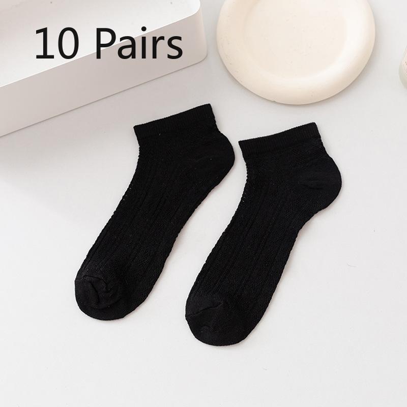 10 Pairs of Female Spring and Autumn Lace Mesh Hollow Mesh Breathable Crystal Silk Shallow Mouth Invisible Socks