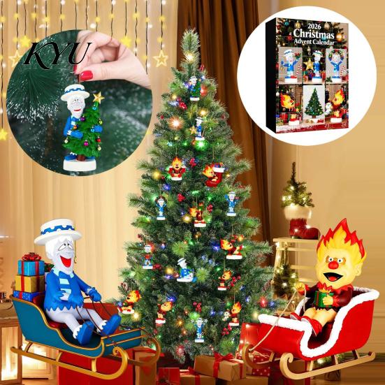 Acryl-Weihnachts-Countdown-Adventskalender 2026, 24-Tage-Überraschung mit 24 dekorativen Display-Boxen Anhängern, Anime-Themen-Sammlerstücke Geschenke für Kinder,