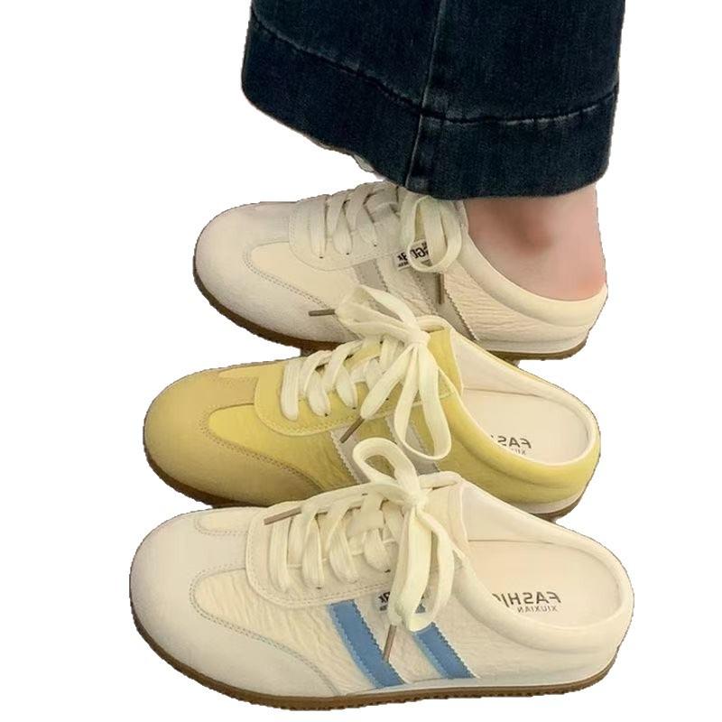 Baotou slippers women's summer wear new half-drag white shoes and one pedal casual shoes