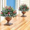 Lighted Christmas Filler Lit Xmas Trees With Golden & Red Berries Tripod Stake And LED Lights Outdoor Light Up Planter Filler
