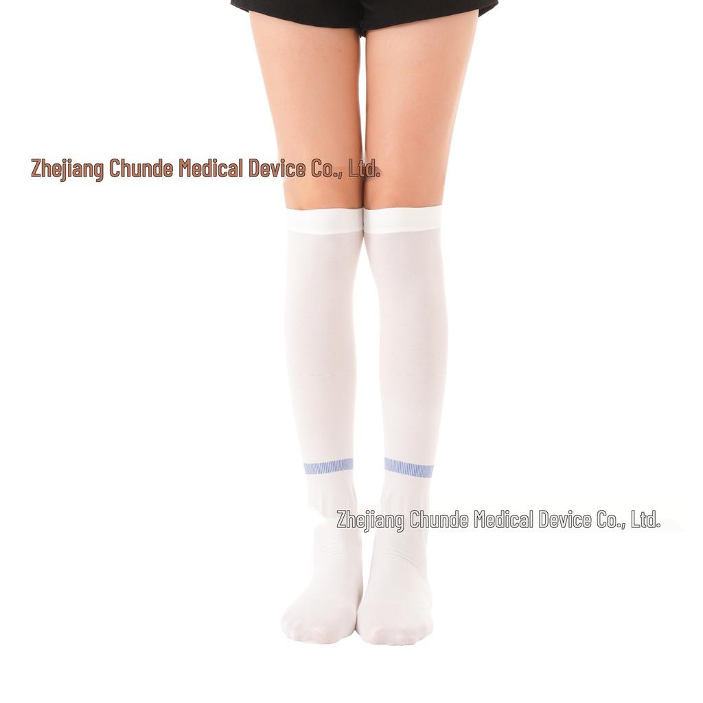 Level 1 Compression Mid-Calf Anti-Embolism White Socks - Post-Operative Gradient Pressure Elastic Care
