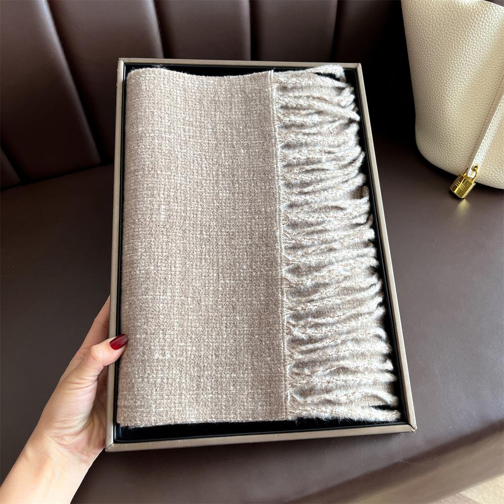 Double Sided Women Scarf Solid Color Imitation Cashmere Shawl Winter Thick Warm Neckerchief Foulard Echarpe Wrap Designer