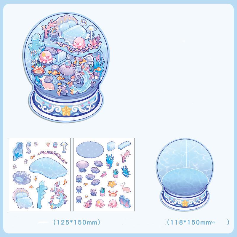 Cartoon Food Street Landscape Sticker Cabin Scene DIY Toy Game Sticker Festival Birthday Gift for Kids Girls and Children