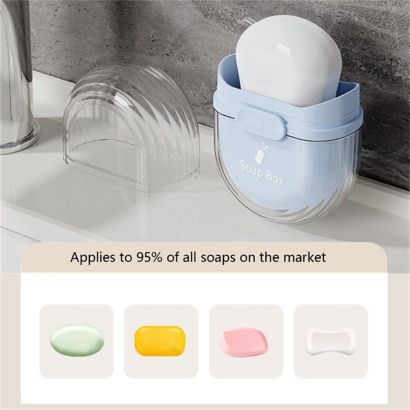 Portable Soap Holder Case Waterproof ABS Storage Box with Lid and Drainage Holes For Toiletries Bag Travel Essential