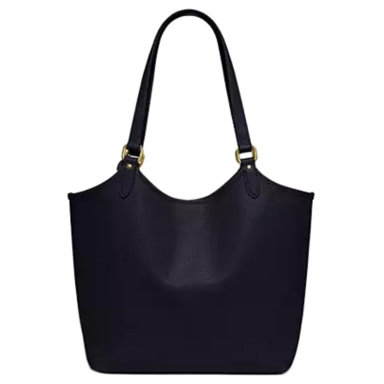 Coach Day 32 Removable Zipper Bag Snap Closure Pebble Leather Coated Canvas Tote Shopping Handbag Large Women Tote Midnight-Navy C6337-B4BHP