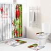 Christmas Elements Bathroom Shower Curtain Floor Mat Toilet Cover Foot Mat Four-Piece Set