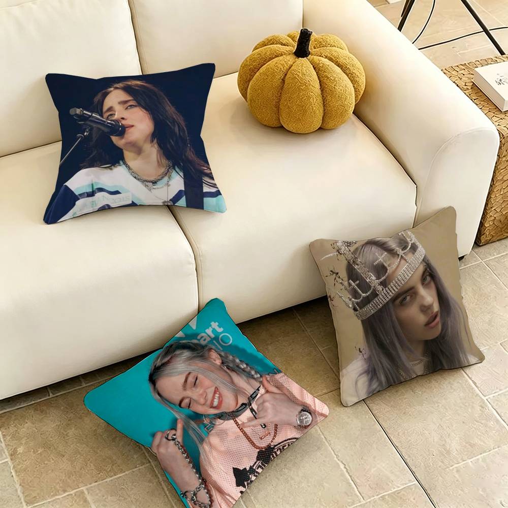 BillieE EEilish Bad Guy Pillow Case Square DoubleSided Sofa Cushion Cover Bedroom Bedside Pillow Gift