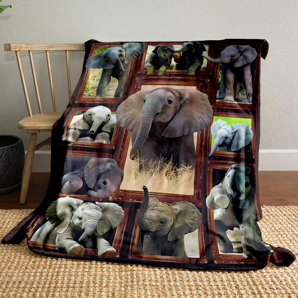 

Adorable Baby Elephants Pattern Blanket bedroom Blanket for Livingroom Couch lunch break Soft throw for Friend s festival Gift 80cm x 120cm