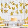 32Pcs Fairy Hanging Swirl Decoration Gold Glitter Butterfly Fairy Ceiling Spiral Streamer Ornaments for Girls First Birthday Baby Shower Party