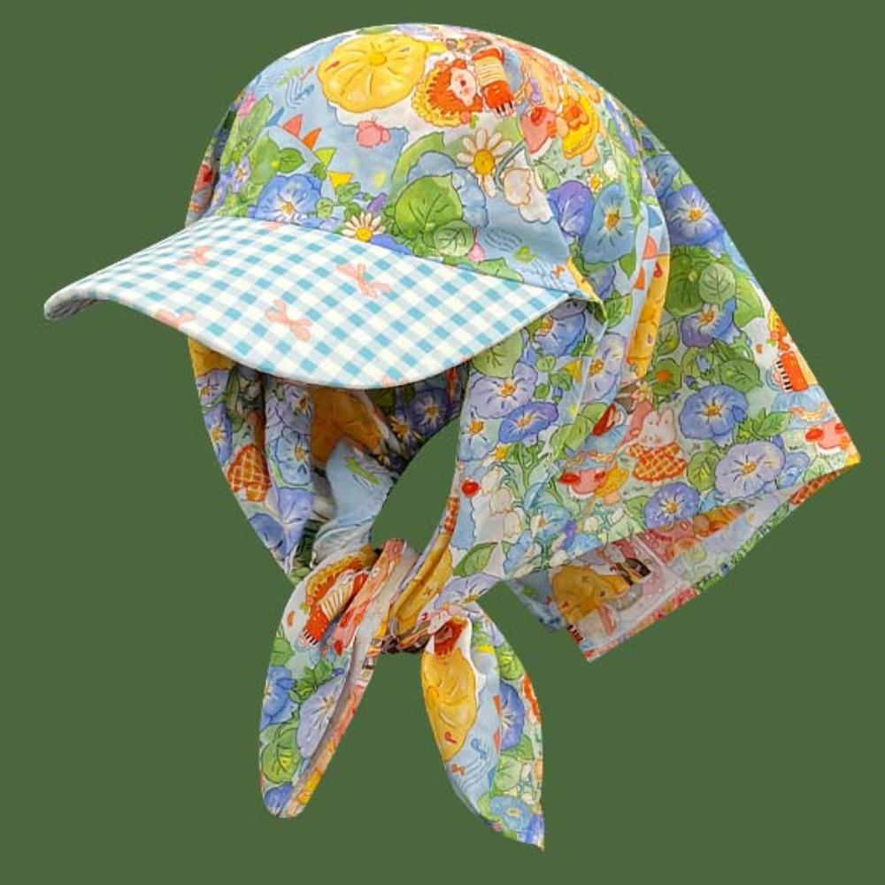 Floral Scarf Peaked Cap Rural Style Triangle Headscarf Hat Strappy Bandana Cap Camping