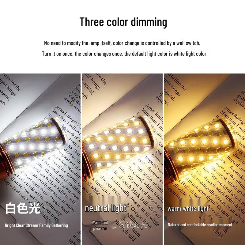 Tri-Color LED Energy-Saving Bulb: E14/E27 Base for Chandelier, Desk, Wall Lamp