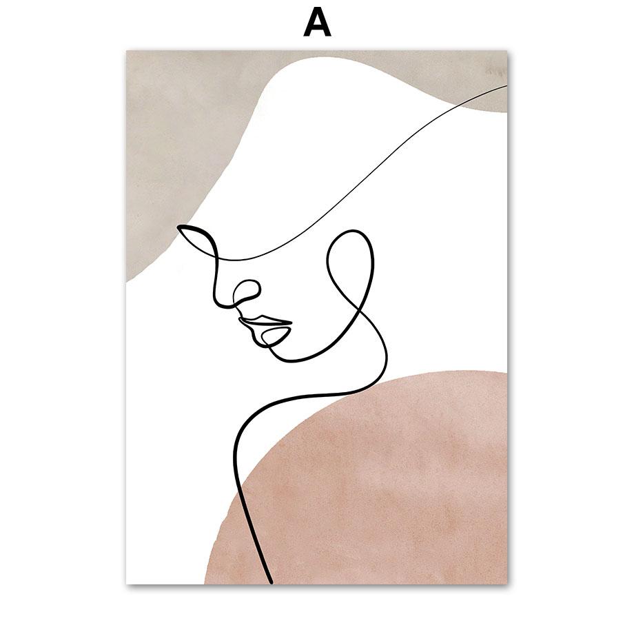 Abstract Sexy Woman Face Lines Wall Art PaintingCanvas  Nordic Aesthetic Posters And Prints Wall Pictures For Living Room Decor