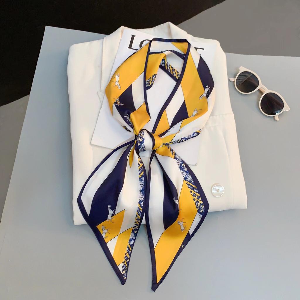 Luxus Design Pferde Muster Seiden Schal Stirnband Halstuch Foulard Weibliche Haarschals Nackenbinde Dünne Schals Weiches Satin Dame