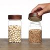 Acacia Wood Lid High Borosilicate Glass Storage Jar, Transparent, Sealed, Perfect for Tangerine Peel and Daily Use.