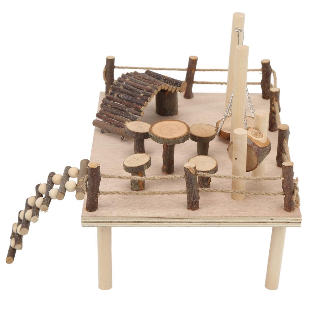 Chomik Naturalny Drewniany System Życia i Wspinaczki Zestaw Drewnianego Placu Zabaw dla Małych Zwierząt