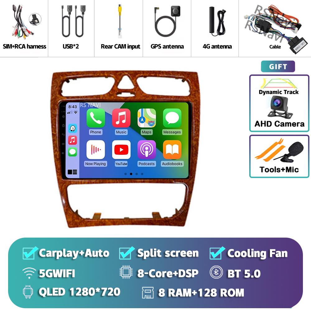 Android 14 Carplay Car Radio  For Benz W209 Multimedia Video Player Navigation GPS Stereo 2Din DVD 360 Camera Head Unit 4G+Wifi