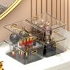Cosmetics Storage Box Desktop Plastic Transparent Artifact Storage Box Large Capacity Dormitory with Lid Dust-proof Finishing Box