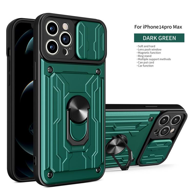Suitable for IPhone17Pro Max Lijia Window Push Mobile Phone Case Apple 12 Magnetic Ring Anti-drop Protective Case