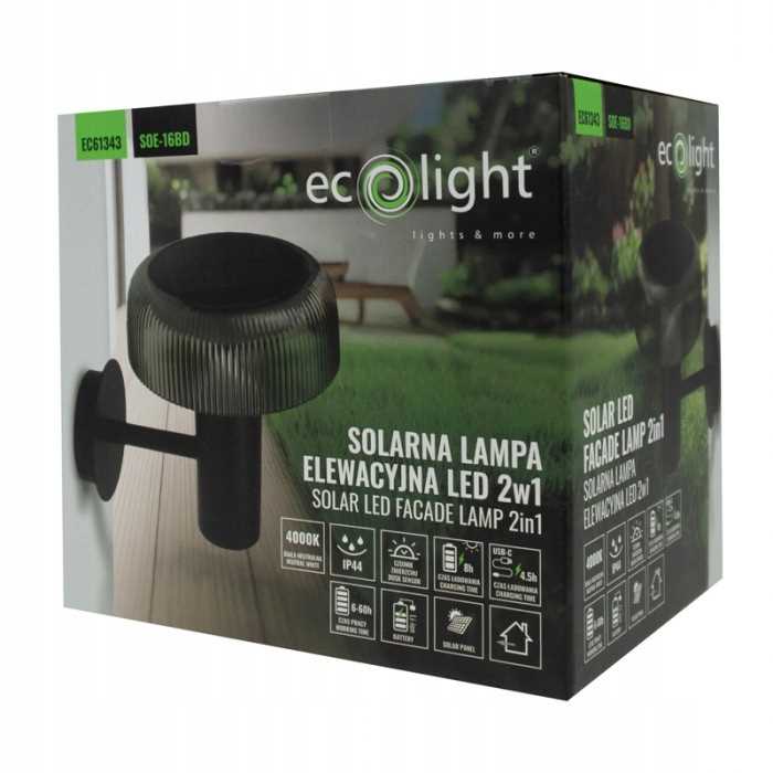 Solar + USB LED Facade Lamp 2W1 IP44 Soe-16Bd Black Shade