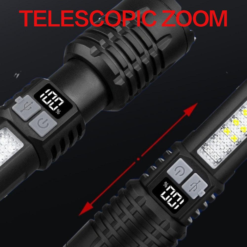 Zoom flashlight Type-C fast charging long-distance zoom suitable for emergency situations, home, outdoor, camping, power outages