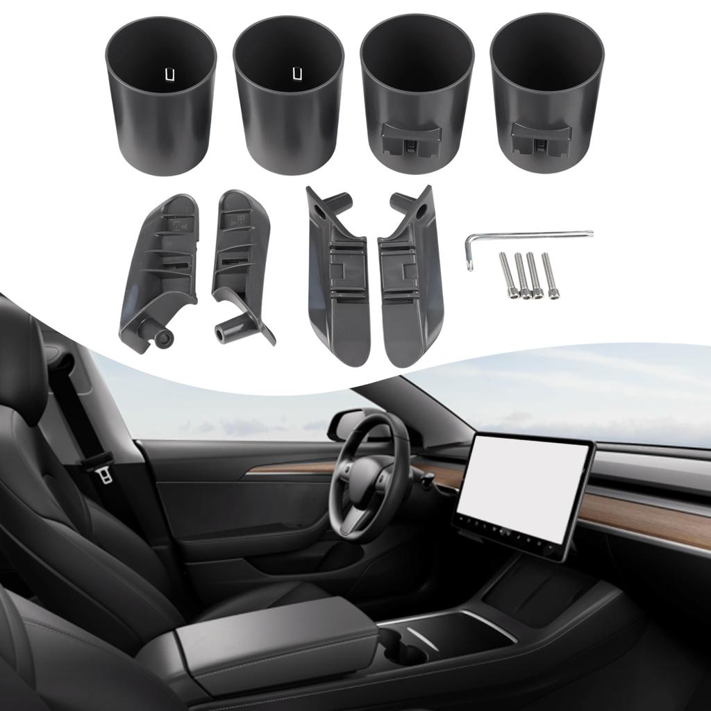 For Tesla Model 3/Y 4pcs Door Beverage Holder Storage Box Door Cup Holder Drink Holder Replace Car Accessories