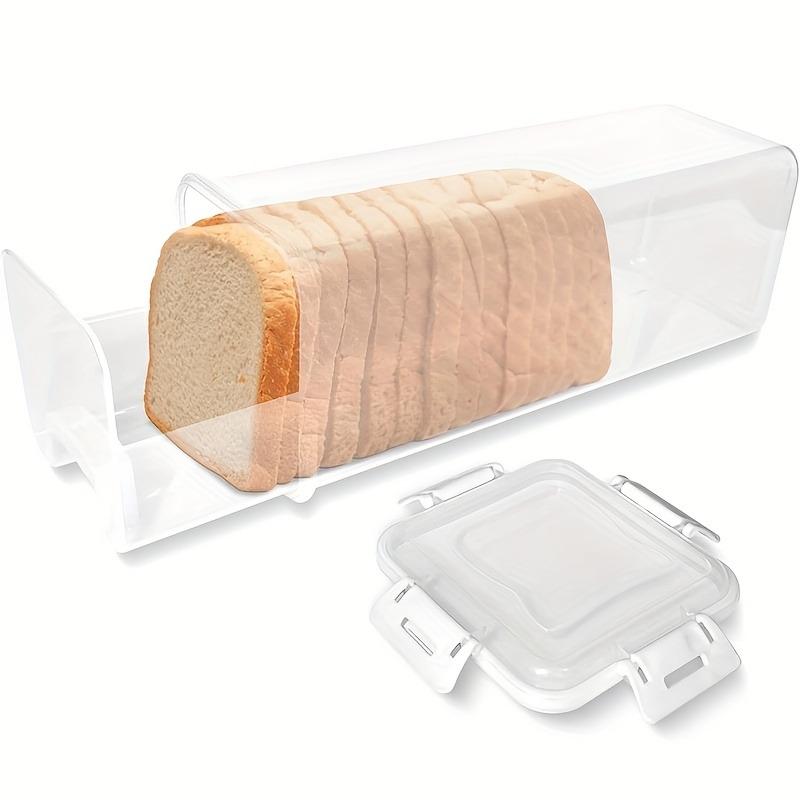 

Clear Plastic Airtight Bread Box with Lid Rectangular Food Storage Container Reusable Fresh Keeping Organizer for Kitchen Use белый