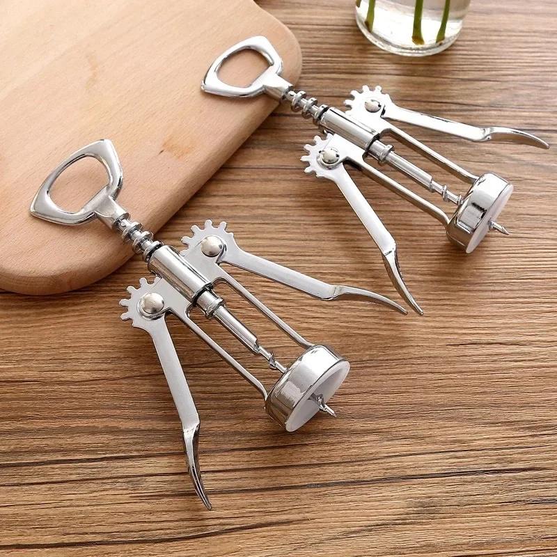 Stainless Steel Portable Wing Type Wine Opener, Metal Corkscrew, Wine Bottle Openers, Wine Cork, Sommeliers Corkscrew
