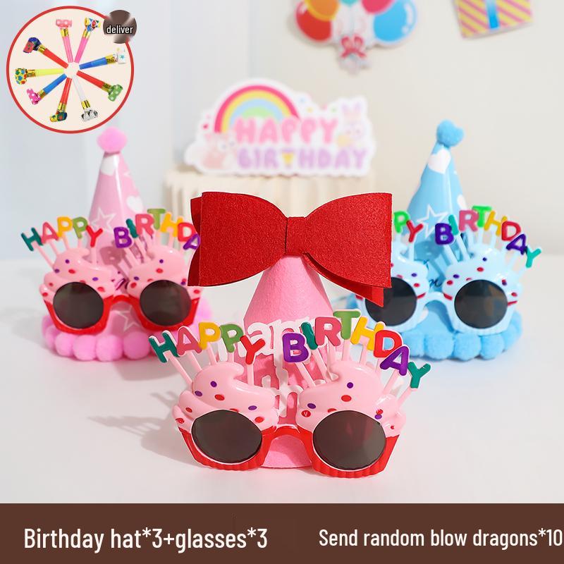 First Birthday Girl Photo Props Set: Hat, Glasses, and Creative Decorations