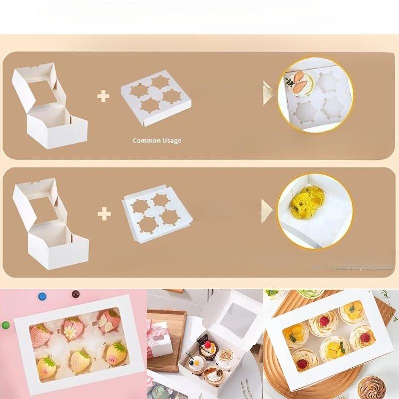 Clear Window Cupcake Boxes with Inserts Cake Holder Carrier for Holiday Parties Baking Supplies and Special Events