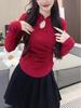 Women's Early Spring Chinese Style Stand Collar Frog Button Long Sleeve Slim Fit Shirt