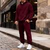 Men's Color Hoodie and Jogger Pants Set with Elastic Waist and Cuffed Ankles for Casual Wear