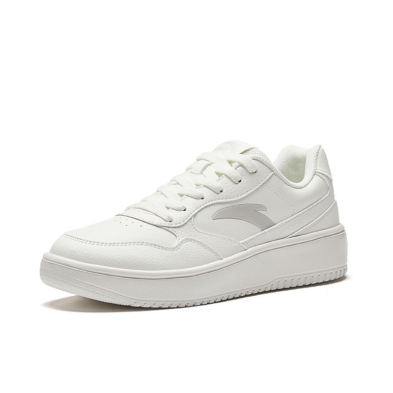 Anta Lightweight Classic Versatile Non-Slip Wear-Resistant Lightweight Increased Height Low-Top Skate Shoes Women Sneakers Ivory-White 922528001-1