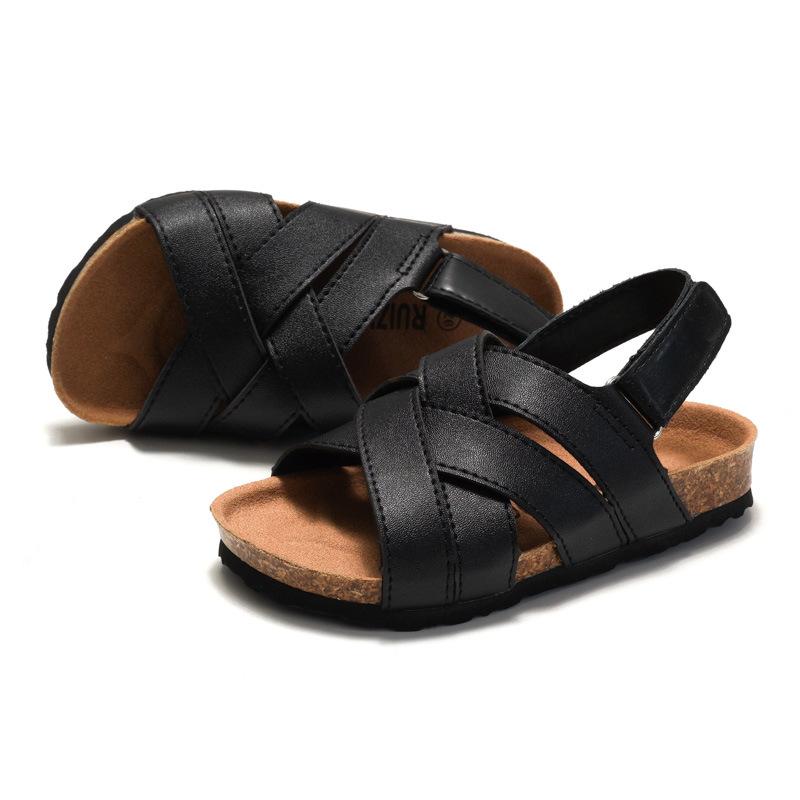 Foot Spring Summer Children's Cork Sandals Student Boys One-Word Shoes Baby Girls Flip-flops Tide Beach Korean Version