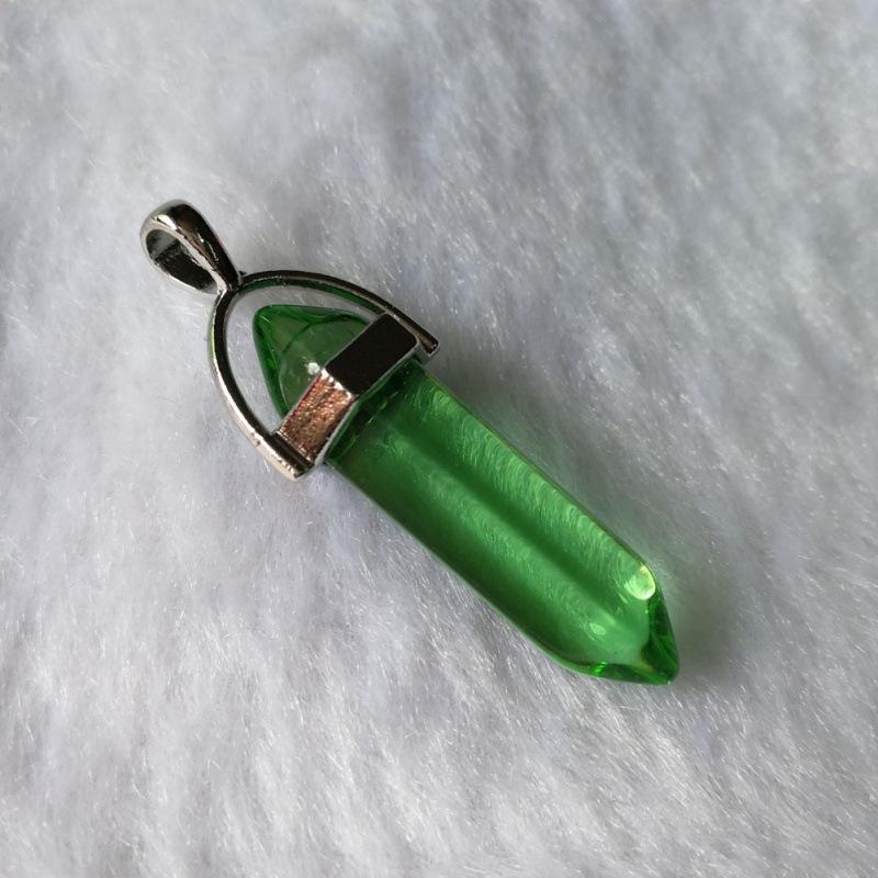 Bohemian Style Agate Crystal Quartz Hexagonal Bullet Pendant Necklace
