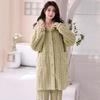 Coral Velvet Pajamas Women's New Winter Long Sleeve Thick Warm Jacquard Velvet Home Suit Can Be Worn Outside