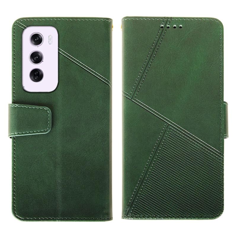 

Для Oppo Reno12 Pro 5G (Глобальный) Чехол Кожаный Кошелек Чехол для Телефона Подставка Текстура Теленка Green