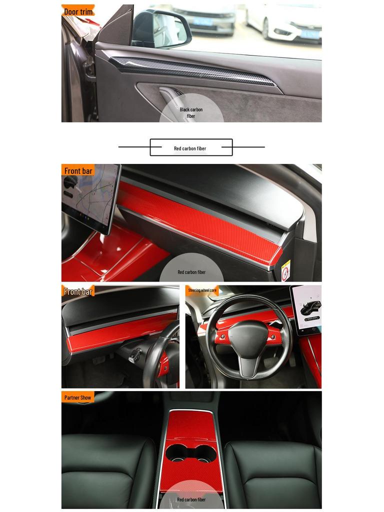 Carbon Fiber Interior for 2021-2023 Tesla Model 3/Y Steering Wheel & Console