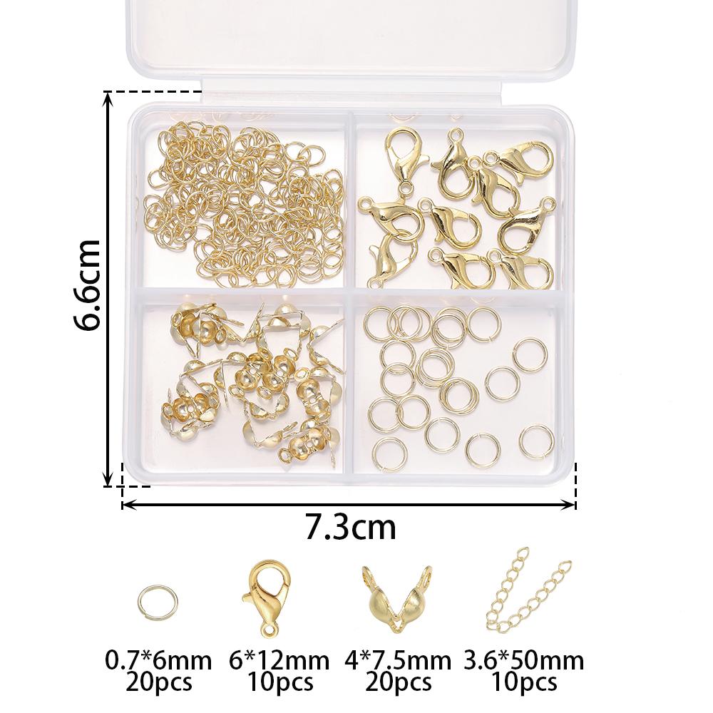 1 Box 4-Fächer 14/18 Karat Goldfarben Beschichtete Karabinerverschlüsse Offene Biegeringe Sets Für DIY Armband Halskette Schmuckherstellung Zubehör