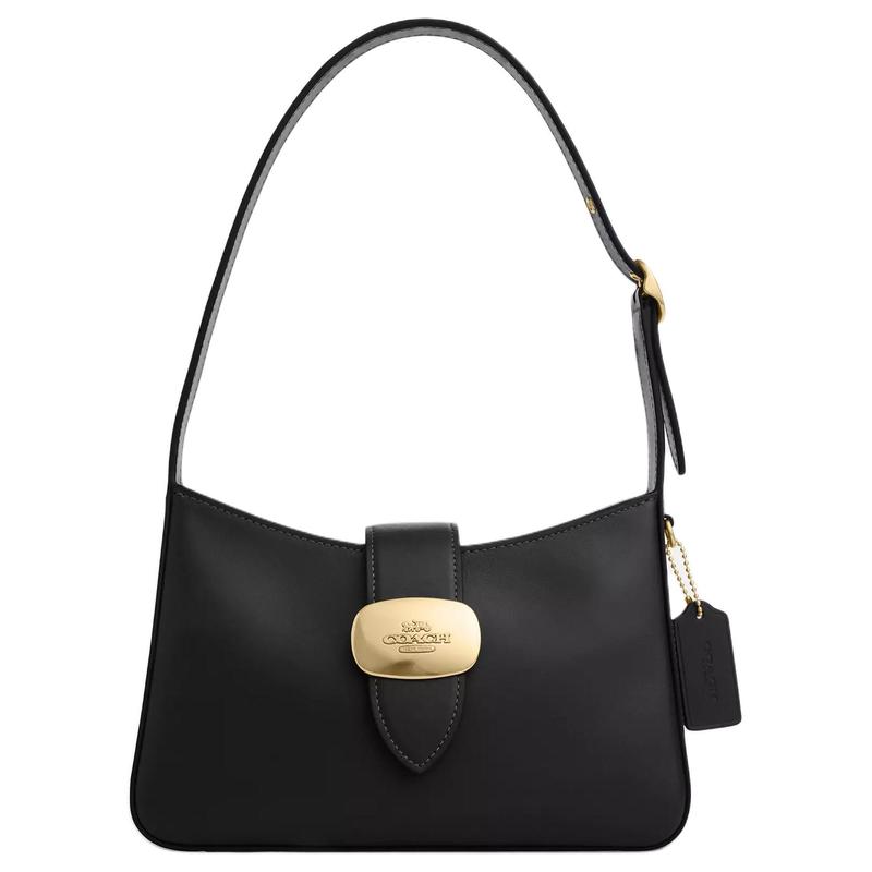 COACH Eliza 25 Carriage Mark Metal Buckle Calfskin Shoulder Bag Medium Women s Black чёрный