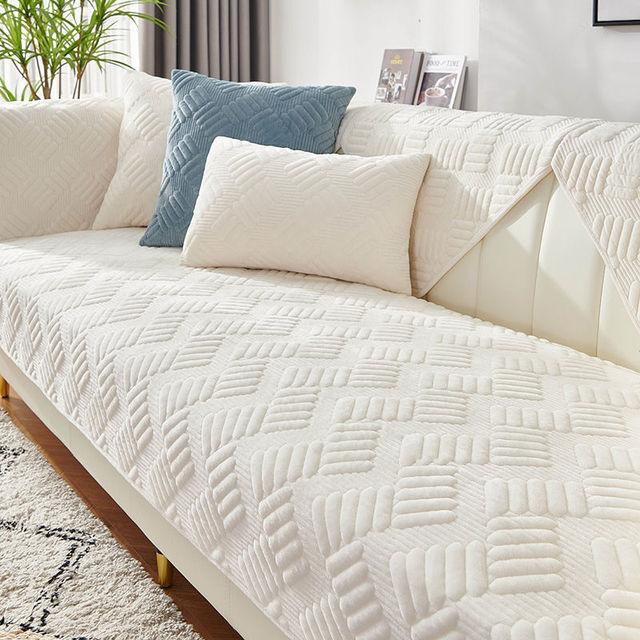 

Velvet Sofa Cover Jacquard Thick Plush-touch Corner Sofa Cushion Dust Resist Sofa Towel Armrest Cushion Living Room Furniture Protective 30x50 Pillowcase1 белый