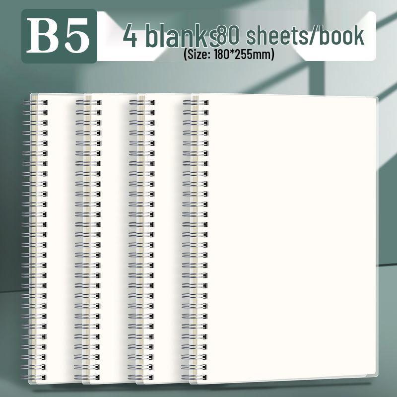 B5 Extra-Thick Coil Notebook, A5 Grid, Simple Blank Design for High School Students