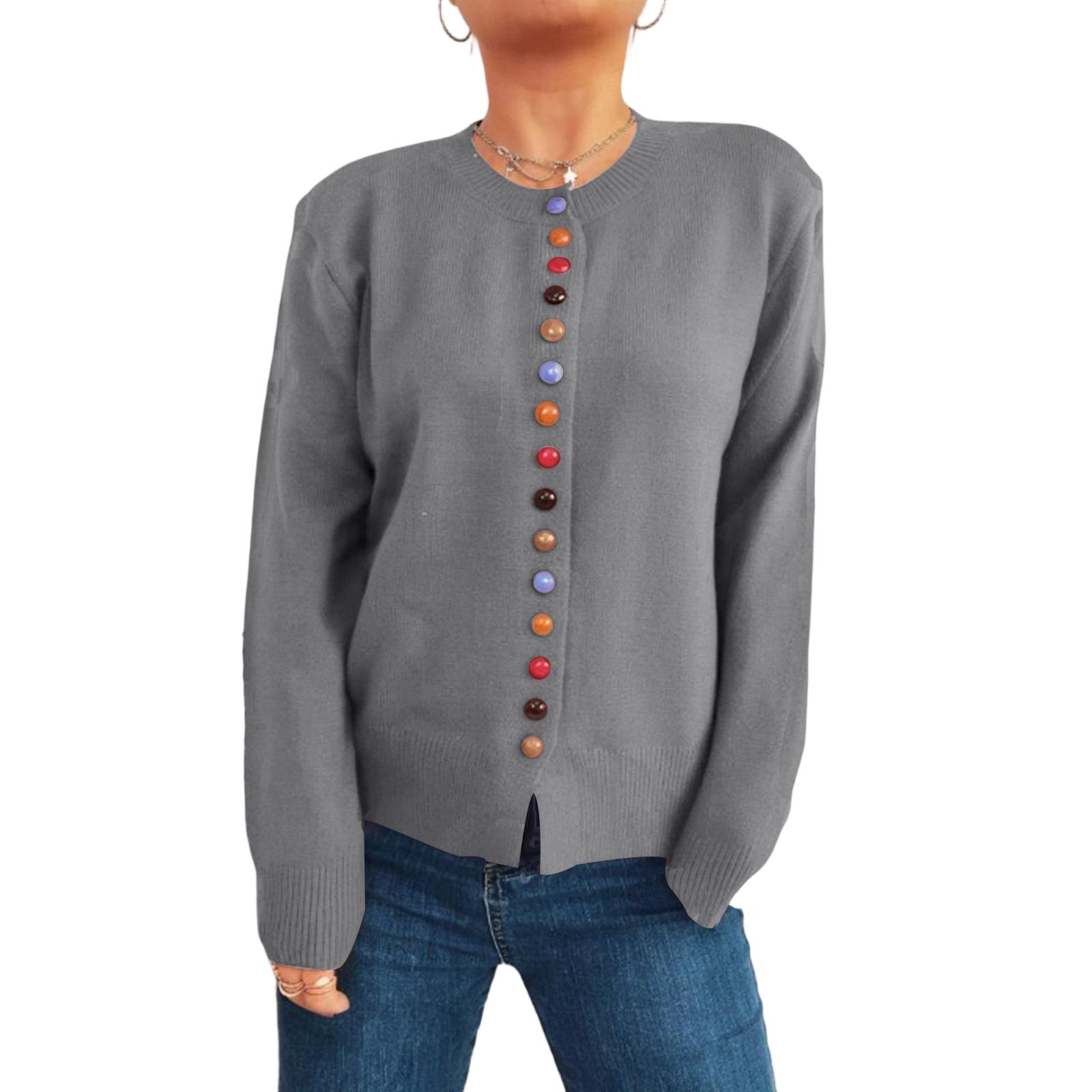 

Женский разноцветный кардиган на пуговицах, однобортный, вязаный, куртка-свитер S