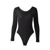 2024 European & American V-neck Long Sleeve Ribbed Jumpsuit - Casual Bodycon for Autumn/Winter Women's Fashion.