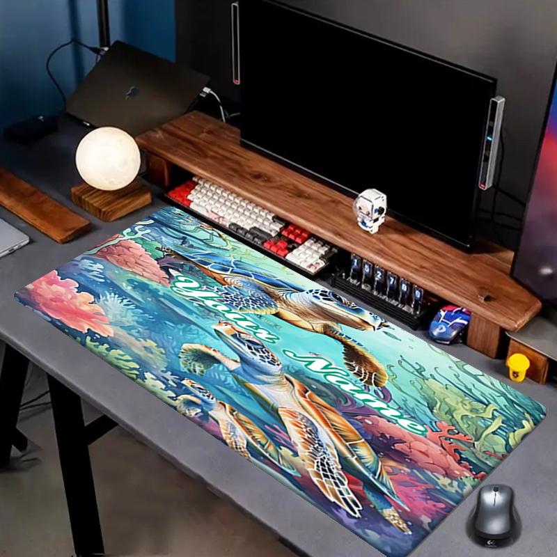 1PC Custom Name Ocean Turtles Adventure Mouse Pad, Keyboard and Mouse Desk Pad, for Computer Notebook  Birthday Gift For Any Room Or Office