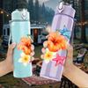 1PC Plumeria Flower Starfish Art 750ml Color Plastic Sports Water Bottle Leakproof Flip Straw Lid Suitable for Sports Office Home Use