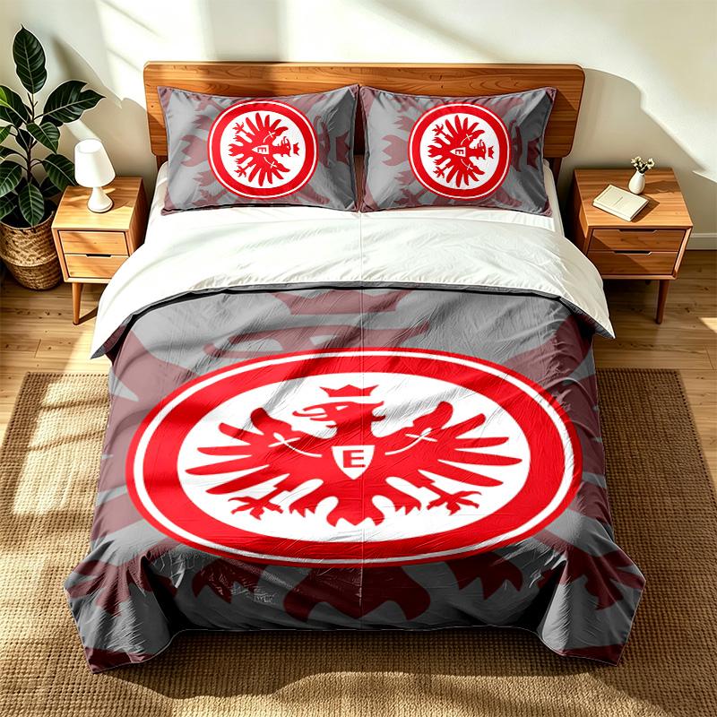 Eintracht Frankfurt (14) Zestaw 3 szt. odpowiedni do sypialni głównych, miękki i wygodny, idealny prezent dla rodziny i przyjaciół. Zawiera jedną poszewkę na kołdrę i t