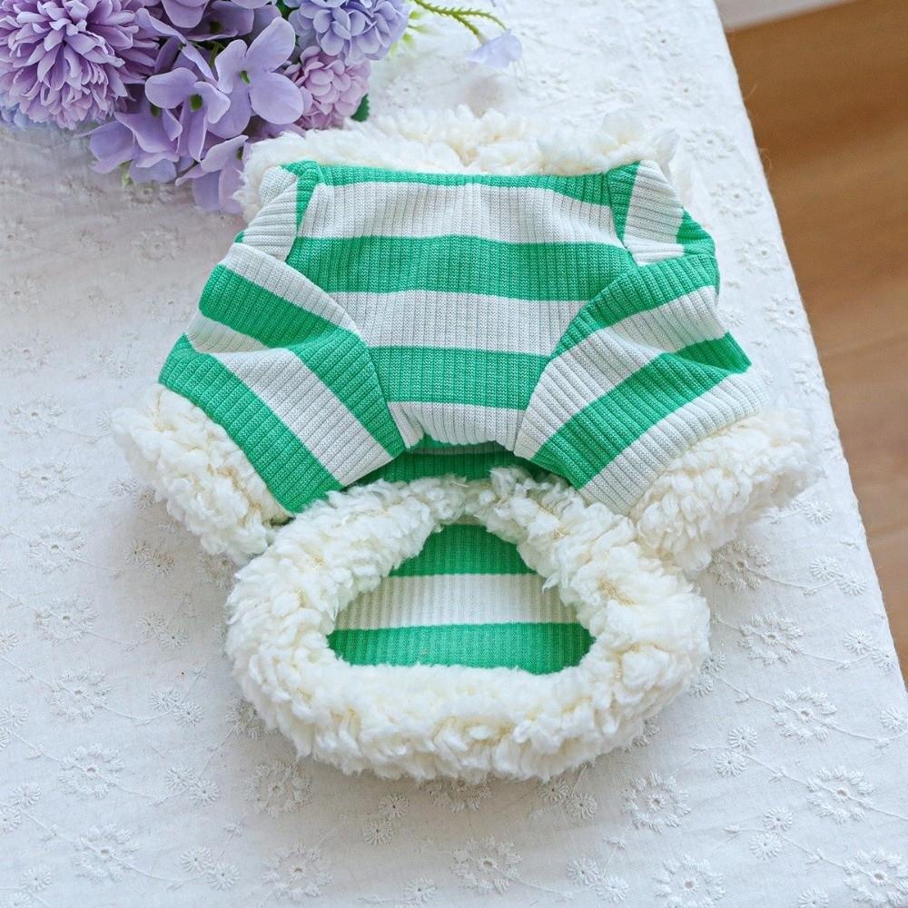 Thickened Dog Hooded Sweatshirt Warm Dog Striped Coat Cute Pet Hooded Jacket  Walking