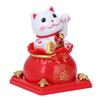 Cat Statue Automatic Waving Arm Solar Powered Wealth Welcoming   Cat for Present Cash Register Home Decoration