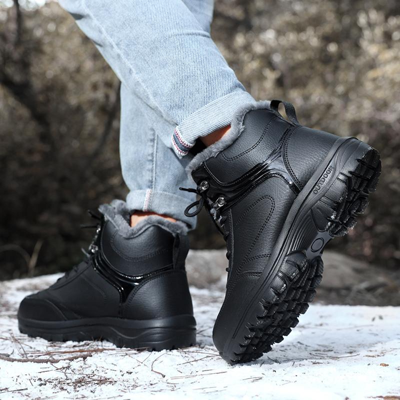 Winter Men Boots Warm Plush Boots For Men Outdoor Lightweight Hiking Sneakers Non-slip Male Casual Shoes Working Ankle Snow Boot